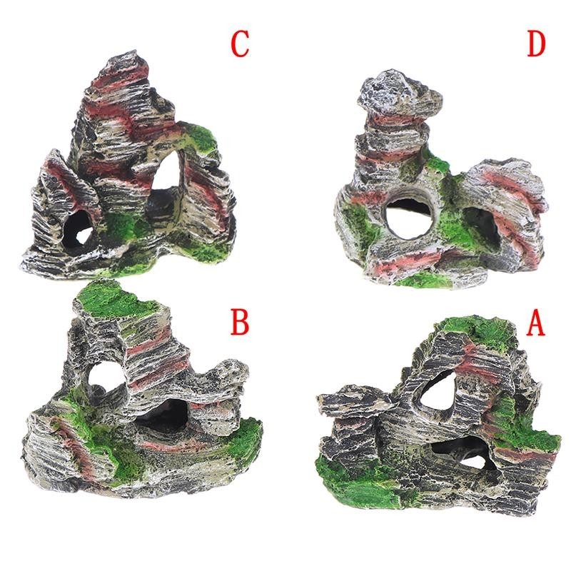 Mountain View Aquarium Felsenhöhle Baumbrücke Fisch Tank Ornament Steingarten Dekor B
