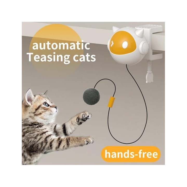 An der Tür hängendes, flauschiges Katzenballspielzeug, elektronischer, selbstspielender Haustierball, automatisch anhebender