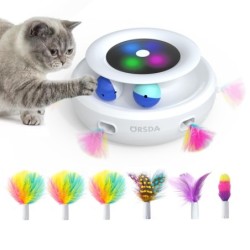ORSDA Elektrischer Katzenautomat, 2-in-1, Einzelautomatik, verstellbar, zur Linderung von Jagdmangel bei natürlichen Katzen,