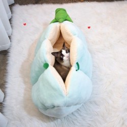 Kleine Hund Katze Bett Pad Halb Geschlossen Cartoon Erbse Katze Nest Haustier Weich Warm Halten Haus Haustier Katze Bett Kiss