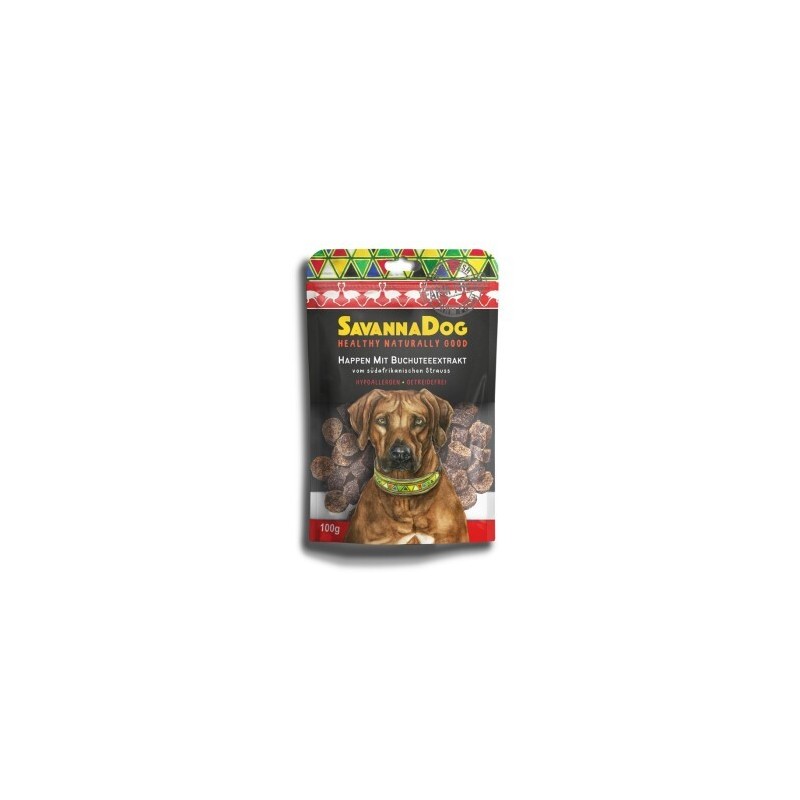SavannaDog vom südafrikanischen Strauß Happen 100 g mit Buchutee