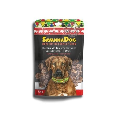 SavannaDog vom südafrikanischen Strauß Happen 100 g mit Buchutee