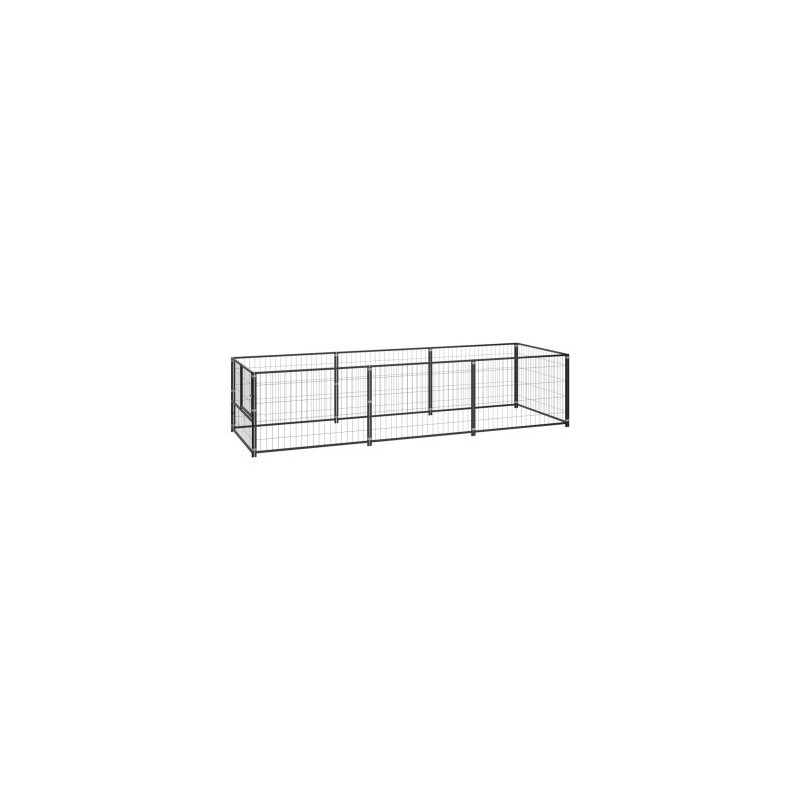 VidaXL Hundezwinger Stahl schwarz 3 m, 1 m, 70 cm
