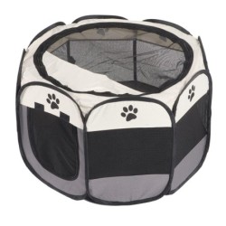 Laufstall für Haustiere, Oxford-Stoff, atmungsaktives Mesh, tragbar, faltbar, für Hunde, für Indoor- und Outdoor-Camping schw