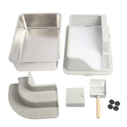Katzentoilette aus Edelstahl, spritzwassergeschützt, auslaufsicher, geruchslos, leicht zu reinigen, geschlossene Katzentoilet