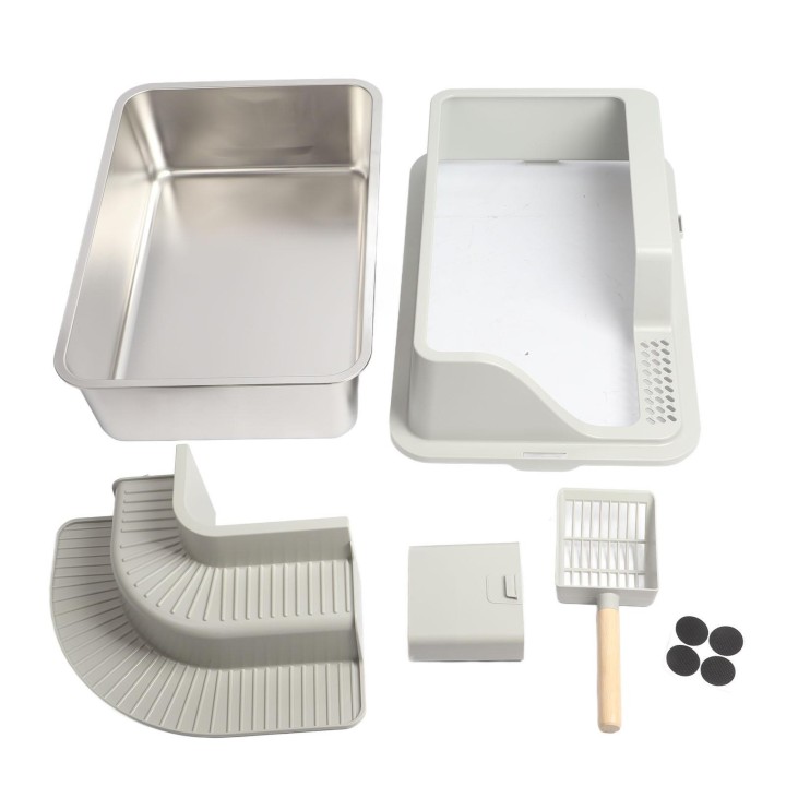 Katzentoilette aus Edelstahl, spritzwassergeschützt, auslaufsicher, geruchslos, leicht zu reinigen, geschlossene Katzentoilet