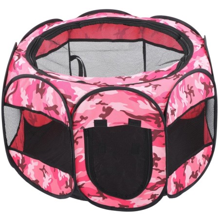 Faltbarer Laufstall für Haustiere, Netzgewebe, Freiluft-Übungsstall, Zelt, Haus, Spielplatz für Hunde und Katzen, XBD95, Rosa