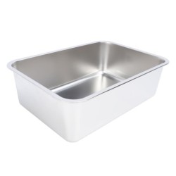 Offene Katzentoilette aus Edelstahl, große, rostbeständige, haftsichere Katzentoilette mit hoher 50x35x10cm