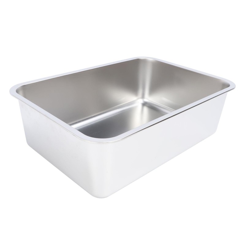 Offene Katzentoilette aus Edelstahl, große, rostbeständige, haftsichere Katzentoilette mit hoher 50x35x10cm