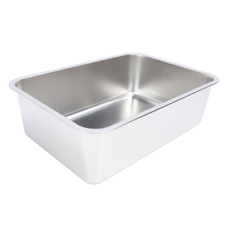 Offene Katzentoilette aus Edelstahl, große, rostbeständige, haftsichere Katzentoilette mit hoher 50x35x10cm