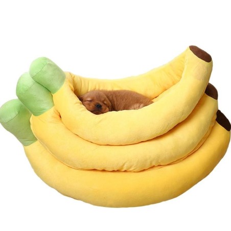 Kreatives Hundebett, gelbe Banane, weich, abnehmbar und waschbar, süßes Katzenbett, Sofa für kleine Hunde, warmes Nest, Haust