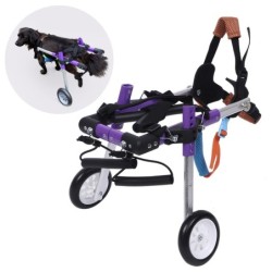 Aluminiumlegierung Lila Doppelrad Haustier Rollstuhl Behinderter Hund Unterstützter Spaziergang Auto Hinterbein violett