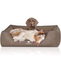 Knuffelwuff Orthopädisches Hundebett Columbia aus laser-gestepptem Kunstleder stone clay XXL