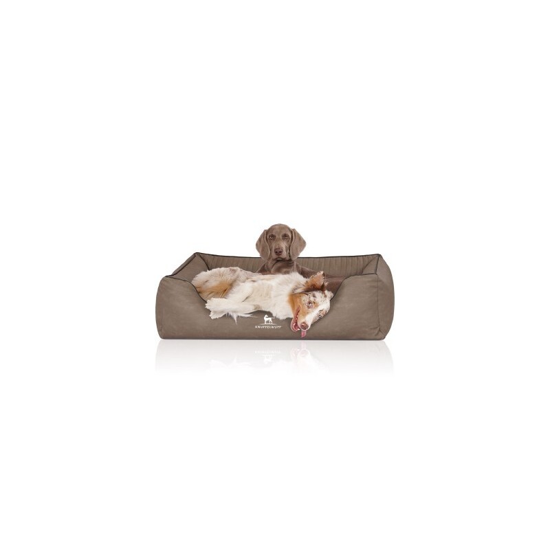 Knuffelwuff Orthopädisches Hundebett Columbia aus laser-gestepptem Kunstleder stone clay XXL