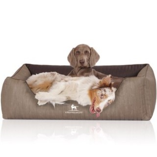 Knuffelwuff Orthopädisches Hundebett Outlander aus laser-gestepptem Kunstleder braun XL