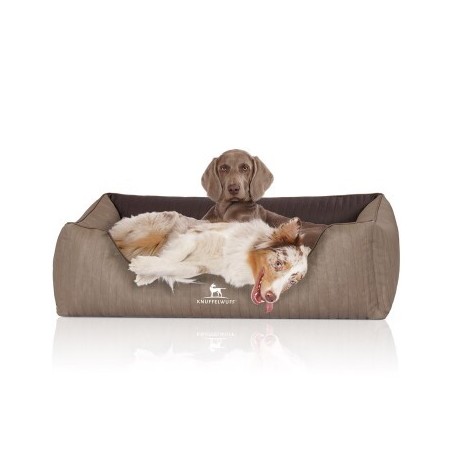 Knuffelwuff Orthopädisches Hundebett Outlander aus laser-gestepptem Kunstleder braun XL