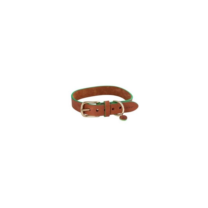 Cloud7® Hunde-Halsband Prince Park cognac/green, Gr. XXS, Breite: ca. 1,2 cm, Halsumfang: ca. 17 - 22 cm