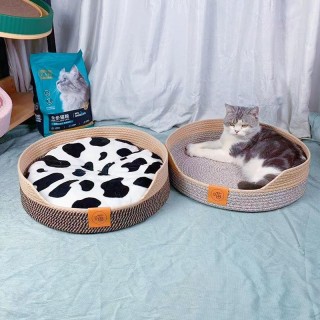 Haustiere sind für alle Jahreszeiten geeignet. Handgestrickte Katzennester, Katzenschlafmatten, Katzenkratzbrettnester, klein