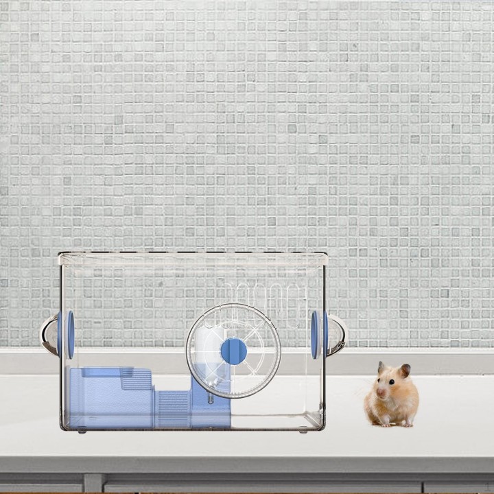 Acrylgehege für Hamster, geräumiger Lebensraum, geeignet für Igel und Meerschweinchen blau