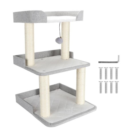 Katzenbaumturm, 3-lagig, stabil, kratzfest, multifunktionales Katzenbett, Klettergerüst für den Herbst