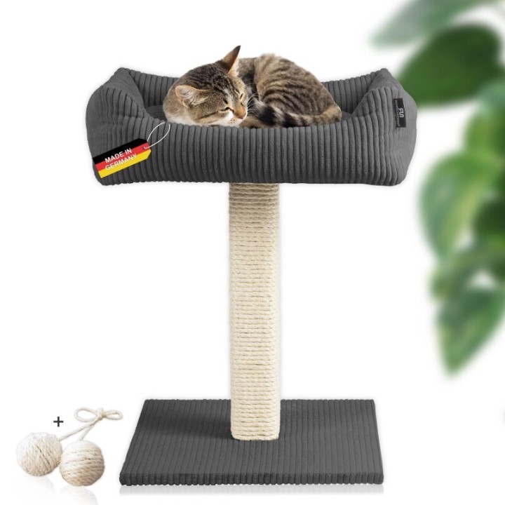 Rohrschneider ® Katzenbaum Wolly mit kuscheligem Katzenbett, waschbarer Kissenbezug