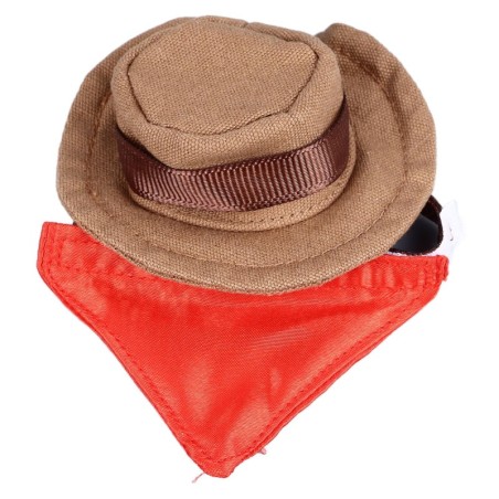 Bartagamen-Cowboyhut und Bandana, Halloween-Reptilienkostüm, Kappe mit abnehmbarem Lätzchen für Eidechsen kaffeebraun