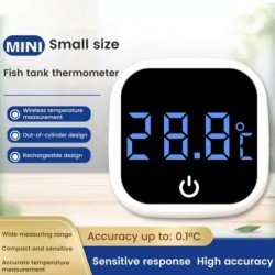 Selbstklebendes Aquarium-Thermometer Typ C, wiederaufladbare LED-Digitalanzeige, elektronisches Aquarium-Temperaturmessgerät