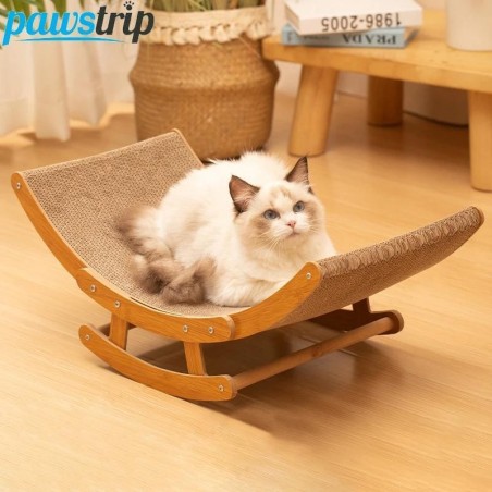Gewellter Katzenkratzbaum, verschleißfestes Katzen-Loungebett, Schleifklauenspielzeug für Katzen, hölzernes Katzenkratzbrett,
