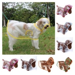 Xs-8XL Modischer Regenmantel für Hunde, wasserdicht, transparent, mit farbigen Kanten und Druckknopf-Design, für große Hunde