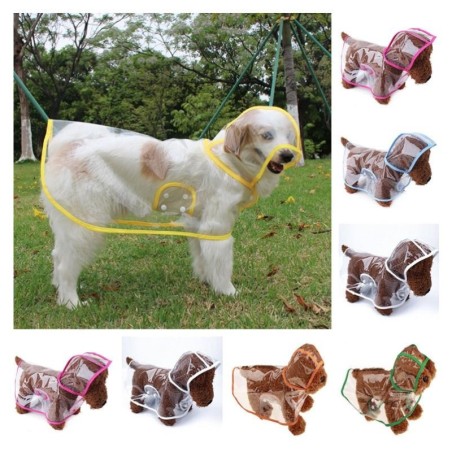 Xs-8XL Modischer Regenmantel für Hunde, wasserdicht, transparent, mit farbigen Kanten und Druckknopf-Design, für große Hunde