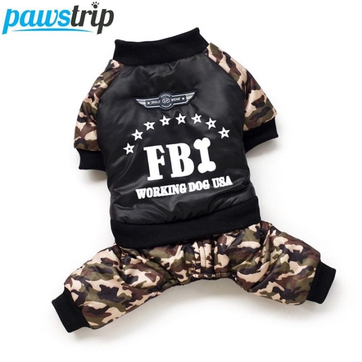 Coole FBI-Hundekleidung, insgesamt verdickender Hunde-Welpen-Overall, Kostüm, warme Winterkleidung für Jungen, Ropa Para Perr