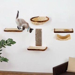 Rohrschneider ® Katzen-Kletterwand 6-teilig beige-braun