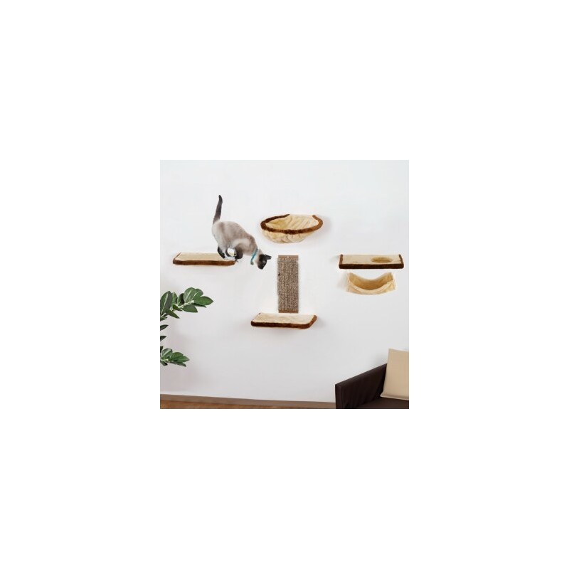 Rohrschneider ® Katzen-Kletterwand 6-teilig beige-braun