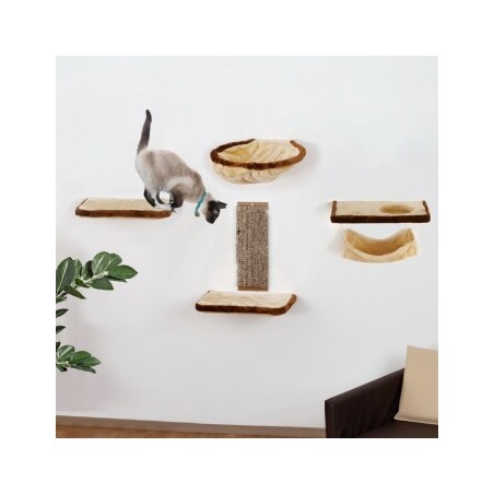 Rohrschneider ® Katzen-Kletterwand 6-teilig beige-braun