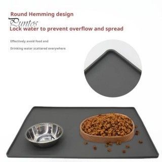 Wasserdichte Futtermatte für Haustiere, große Futternapfunterlage aus Silikon mit erhöhten Kanten, rutschfestes Tischset zum