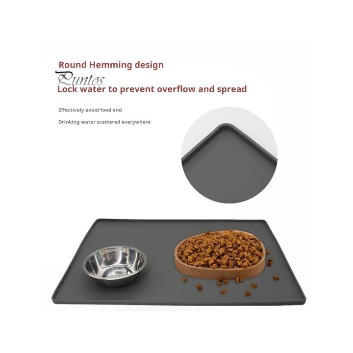 Wasserdichte Futtermatte für Haustiere, große Futternapfunterlage aus Silikon mit erhöhten Kanten, rutschfestes Tischset zum