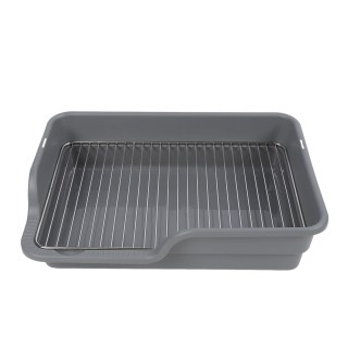 Hundetöpfchen, flach, leicht zu reinigen, auslaufsicher, Edelstahlgitter, Hundetrainingstoilette für kleine weiß