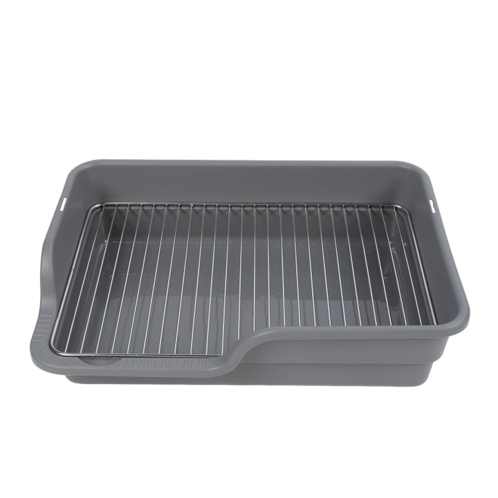 Hundetöpfchen, flach, leicht zu reinigen, auslaufsicher, Edelstahlgitter, Hundetrainingstoilette für kleine weiß