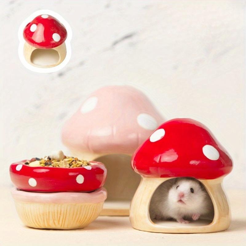 1Pc Pilz Design Haustier Allgemeine Keramik Nest Hamster Goldene Bär Möbel Schlaf Nest Haus Heimtierbedarf