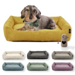 Rohrschneider Hundebett waschbar, robuster Breit-Cordstoff mit Gratis-Beigabe