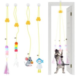 Katzenspielzeug, Schaukel, klebrige Scheibe, elastisch, zum Aufhängen an der Tür, zum Necken der Katze, Seil, langes Seil, zu