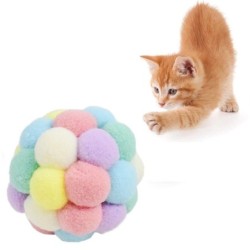 Bunte Katzenbälle, Katzen, bunte elastische Bälle, weiche Sicherheit mit Glöckchen, Plüsch-Hüpfbälle, interaktiv