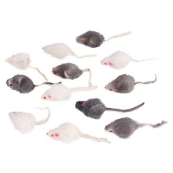 12Pcs Haustier Katze Spielzeug Kleine Plüsch Maus Mini Lustige Katze Spielzeug Gefälschte Maus für Kätzchen Katze