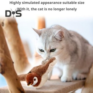 Katzenspielzeug mit flatterndem Vogel, interaktiver zwitschernder, mit flatternden Flügeln, Plüschvogel mit Katzenminze, wied