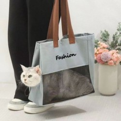 Atmungsaktive Canvas-Katzentragetasche, weiche Haustiere, Handtasche, modische Reisetasche, ausgehende Reisen grau