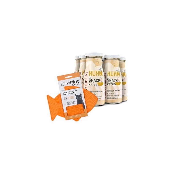 SmoothieCat Huhn 6x 150 ml + Lickimat Orange
