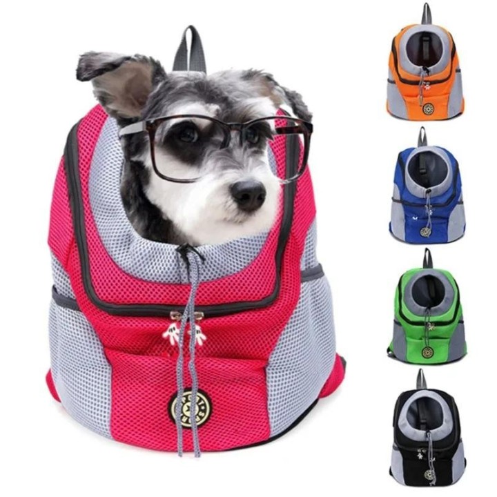 Neu Doppel Schulter Tragbare Reise Rucksack Außen Haustier Hund Träger Tasche Haustier Hund Front Tasche Mesh S rose rot