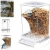 Vogelfutterspender, automatischer Futterspender für Papageien, Futterspender, transparent, spritzwassergeschützt, staubdicht,