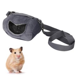Grauer Flanell-Tragbeutel, tragbar, atmungsaktiv, für Hamster, kleine Haustiere, Meerschweinchen Small