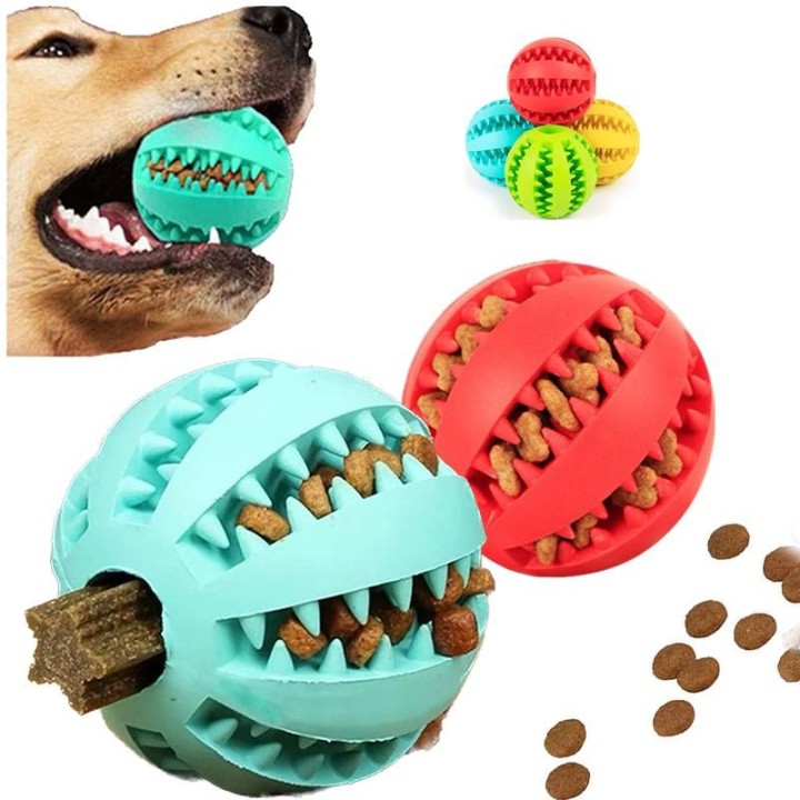 Hundespielzeugball, interaktive Gummibälle, Welpen-Kauspielzeug, Haustier-Zahnreinigungsball, Katzen-Haustierfutterspender, S